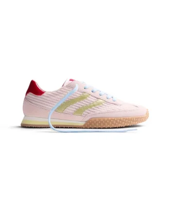 Pantofi sport din piele intoarsa si plasa cu aspect texturat Chacke, Roz