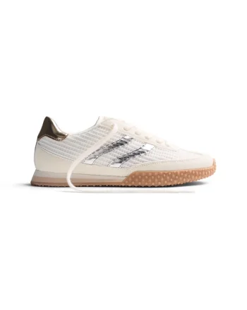 Pantofi sport din piele intoarsa si plasa cu aspect texturat Chacke, Alb murdar