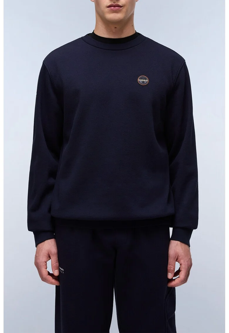 Bluza uni de trening cu decolteu la baza gatului, Bleumarin