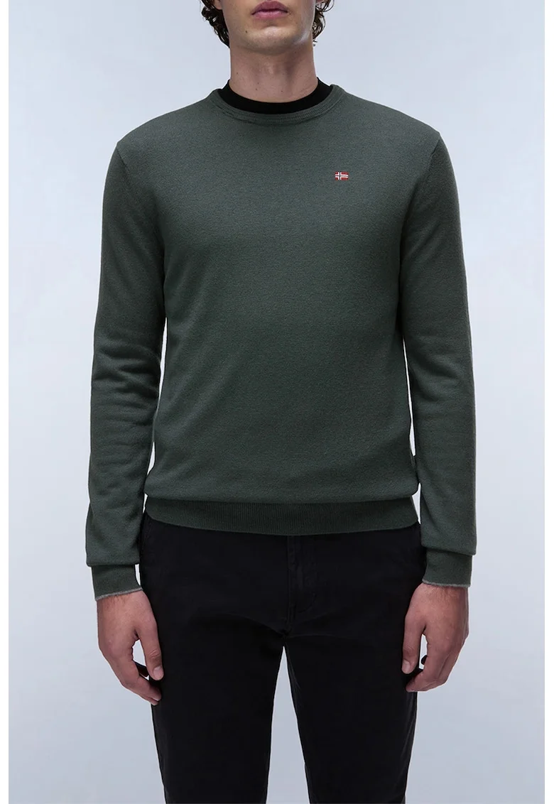 Pulover tricotat fin din lana Damavand, Verde