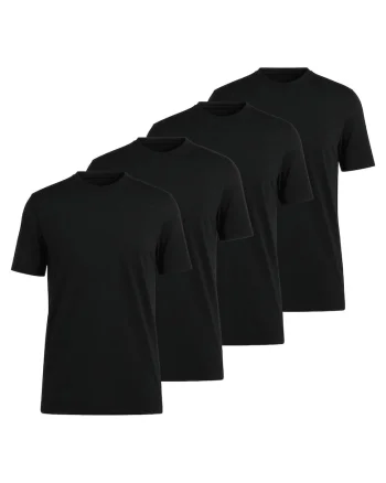 Set de tricouri din bumbac cu model uni - 4 piese, Negru