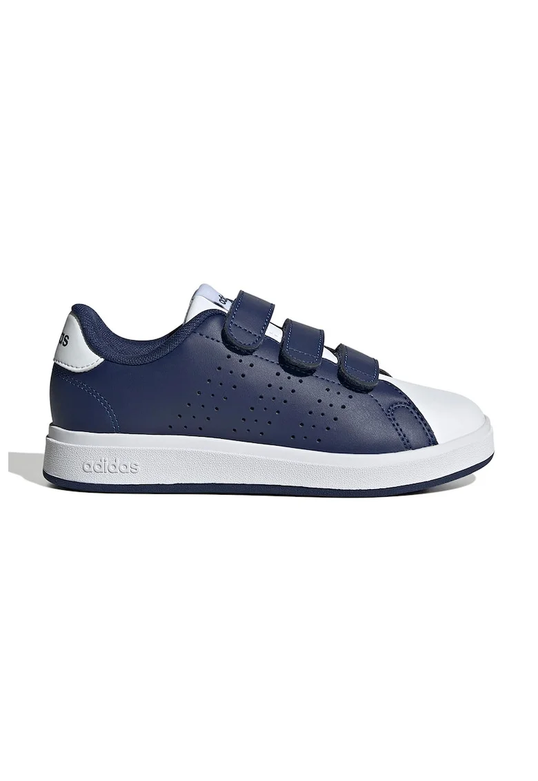 Pantofi sport de piele ecologica cu velcro Advantage Base 2.0, Alb/Albastru petrol