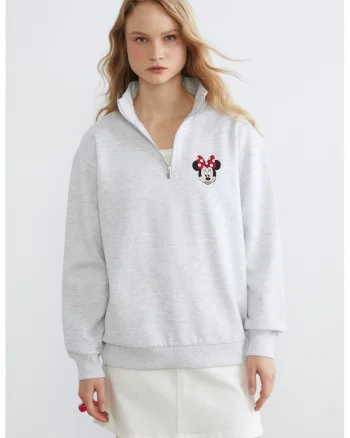 Bluza de trening cu Minnie Mouse, Gri melange