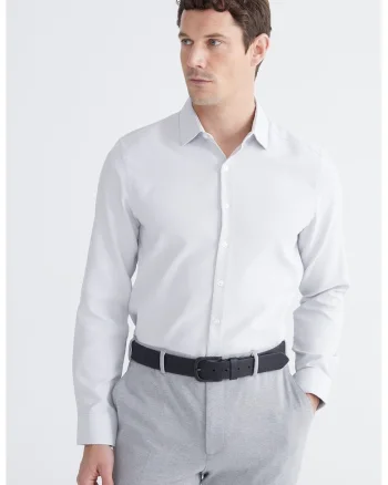 Camasa slim fit din material pique, Gri deschis
