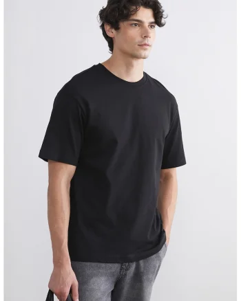 Tricou lejer din bumbac, Negru