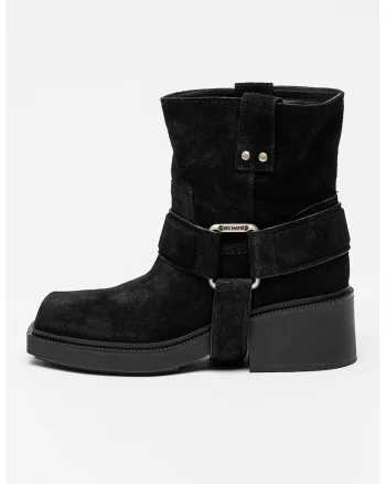 Botine din piele intoarsa cu varf patrat Tronc, Negru