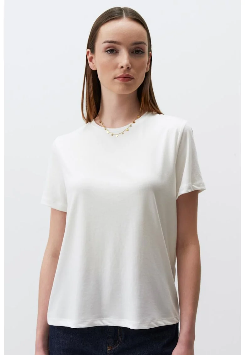 Tricou din amestec de modal cu decolteu la baza gatului