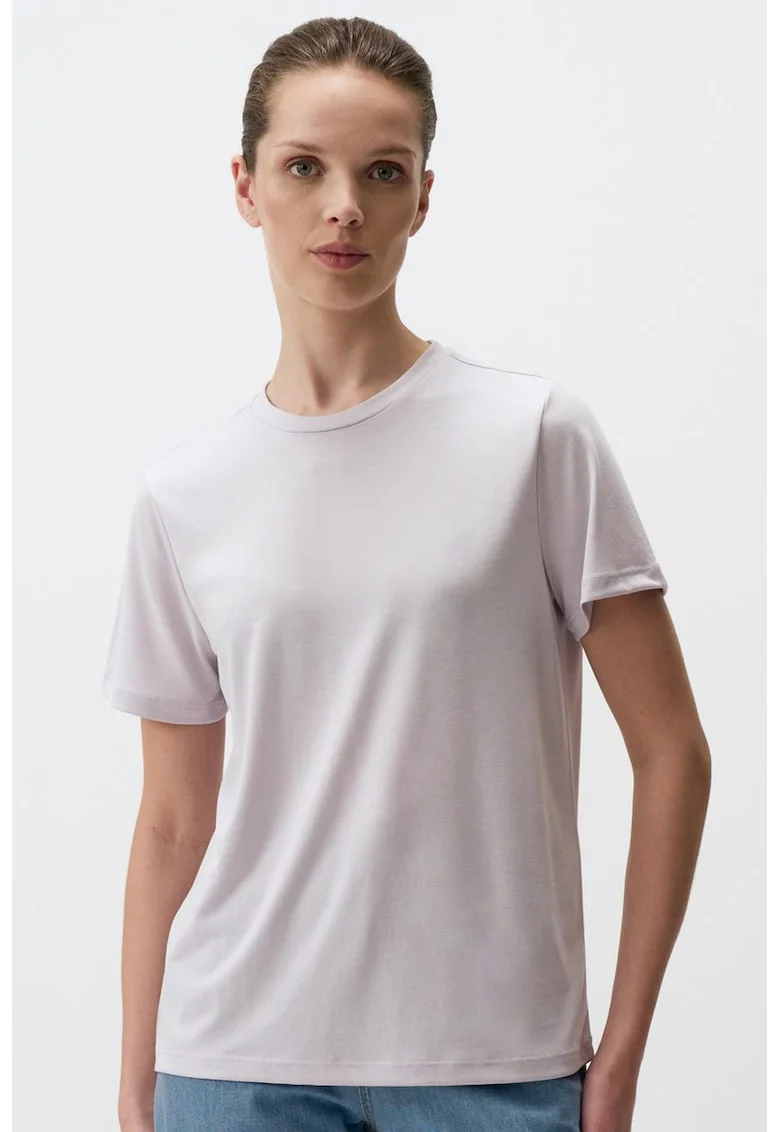 Tricou din amestec de modal cu decolteu la baza gatului