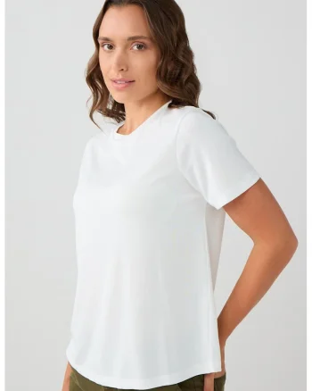 Tricou din amestec de modal cu decolteu la baza gatului