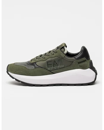 Pantofi sport unisex cu insertii din piele intoarsa, Kaki inchis