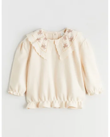 Bluza cu guler supradimensionat, Bej deschis