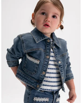 Jacheta din denim cu buzunare, Albastru prafuit