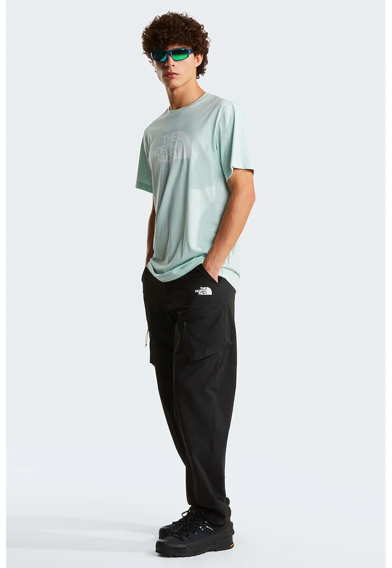 Tricou cu decolteu la baza gatului si imprimeu logo Evolution, Verde pal