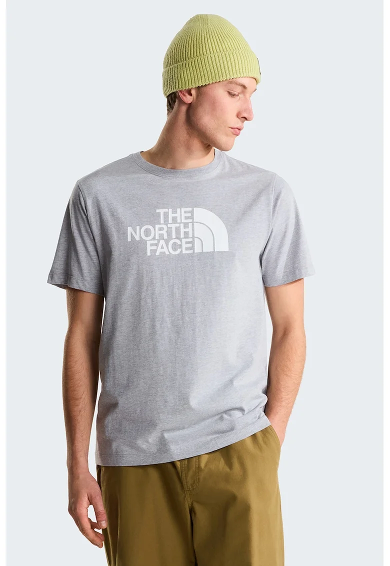 Tricou cu decolteu la baza gatului si imprimeu logo Evolution, Gri deschis melange