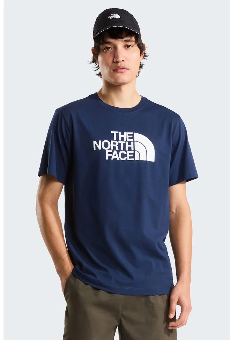 Tricou cu decolteu la baza gatului si imprimeu logo Evolution, Bleumarin