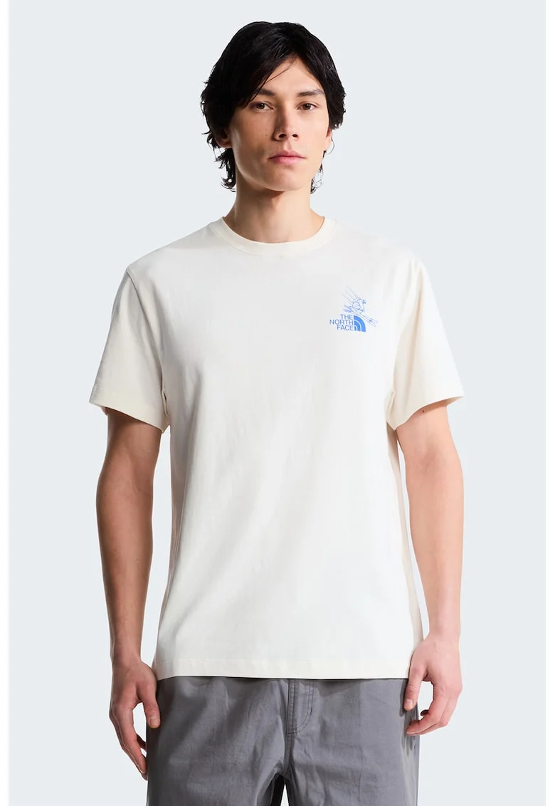 Tricou cu imprimeu grafic pe partea din spate Mountain Celebration, Rosu/Albastru pastel/Alb murdar/Verde menta