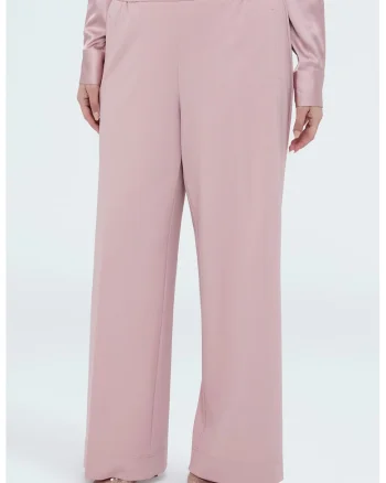 Pantaloni cu croiala ampla si detaliu cu pensa, Roz prafuit