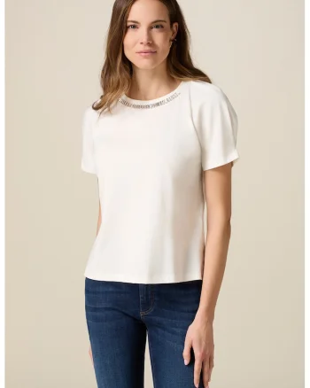 Tricou cu maneci raglan, Alb/Argintiu