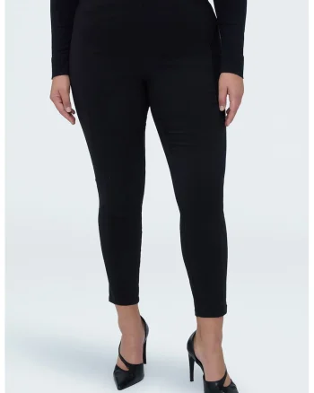 Pantaloni crop cu talie inalta, Negru