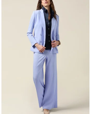 Pantaloni palazzo cu detalii pensa, Albastru azur