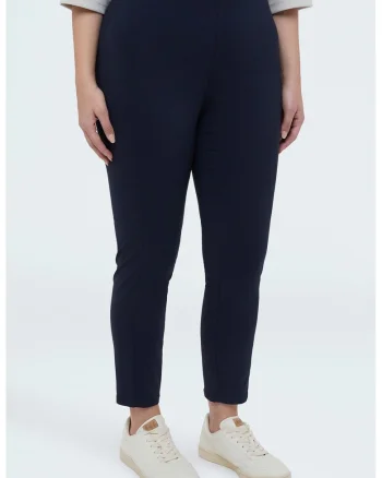 Pantaloni crop cu talie inalta, Bleumarin