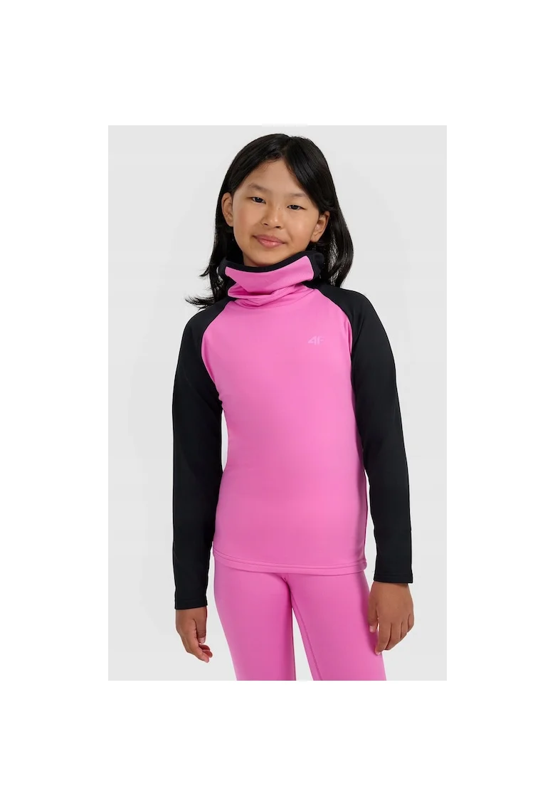 Bluza sport fete,  fleece, roz/negru