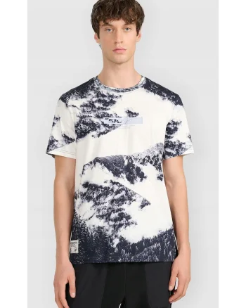 Tricou barbatesc  imprimeu all-over, negru, bumbac
