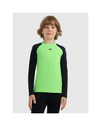 Bluza sport copii,  fleece, verde/negru