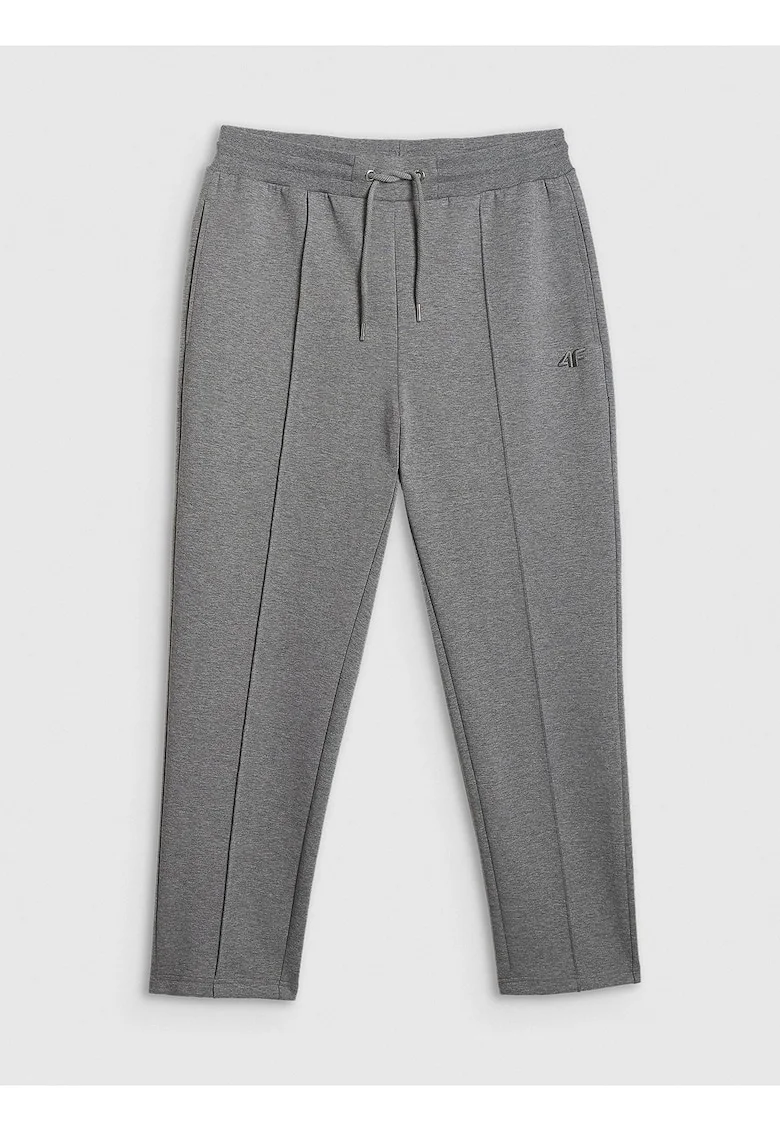 Pantaloni de trening barbati  gri din bumbac, ajustare in talie, buzunare functionale