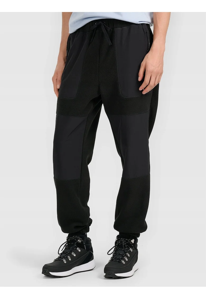 Pantaloni jogger din fleece pentru barbati,  negru, tehnologie 4FWarm, talie medie