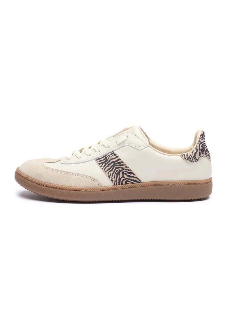 Pantofi sport din piele intoarsa si piele ecologica Marcella, Alb fildes/Crem