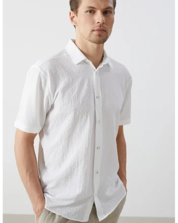 Camasa regular-fit cu maneci scurte Vision, Alb