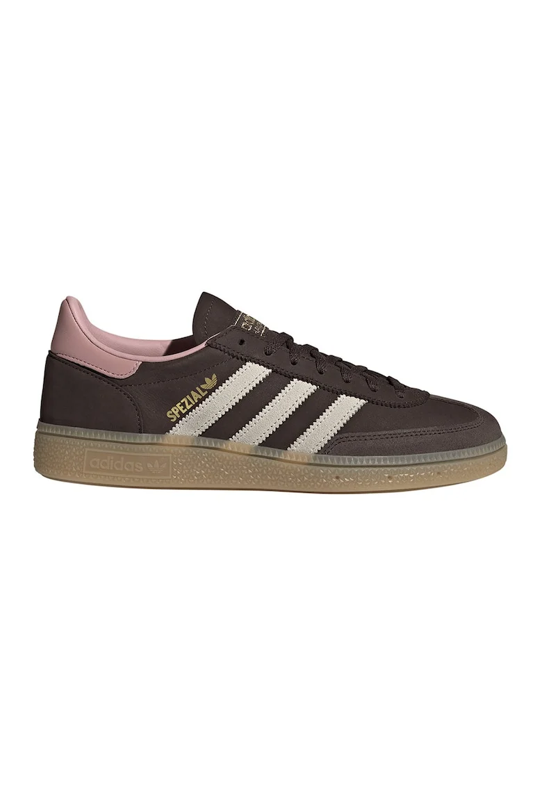 Pantofi sport din piele nabuc si piele intoarsa Handball Spezial, Alb/Maro