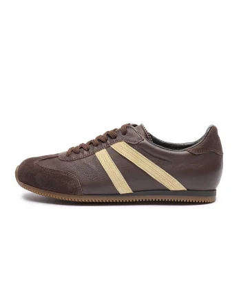 Pantofi sport din piele si piele intoarsa, Maro/Galben pai