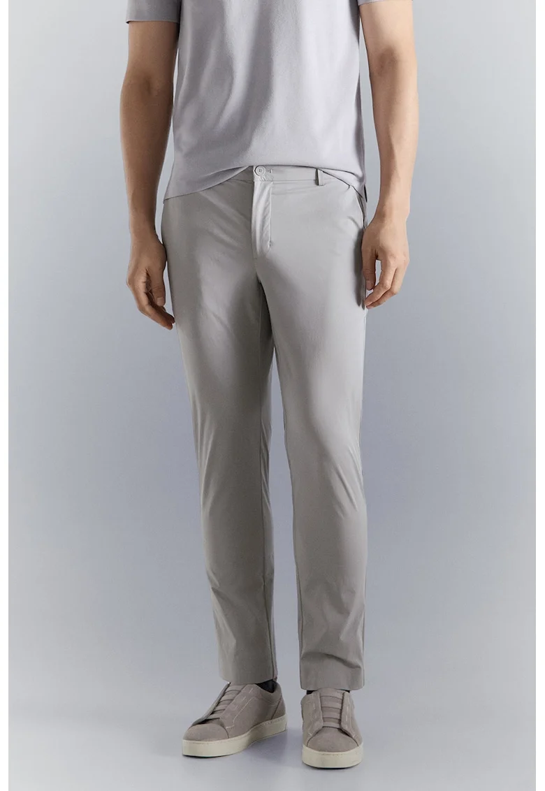 Pantaloni chino slim fit cu finisaj rezistent la apa, Alb murdar