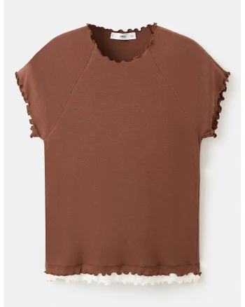 Tricou cu terminatie valurita, Maro