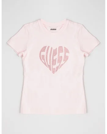 Tricou din amestec de bumbac cu logo din strasuri, Roz pal
