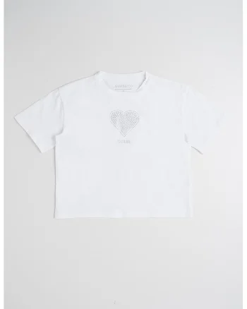 Tricou cu strasuri pe piept, Alb/Argintiu