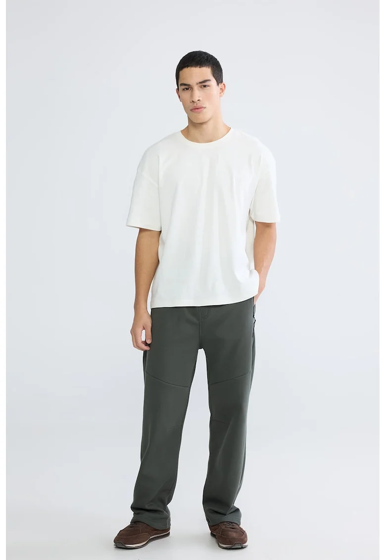 Pantaloni de trening din amestec de bumbac cu snur, Verde sparanghel