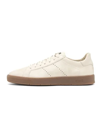 Pantofi sport din piele cu detalii perforate Clement, Alb fildes