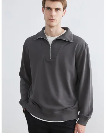 Bluza uni de trening din amestec de bumbac, Gri melange