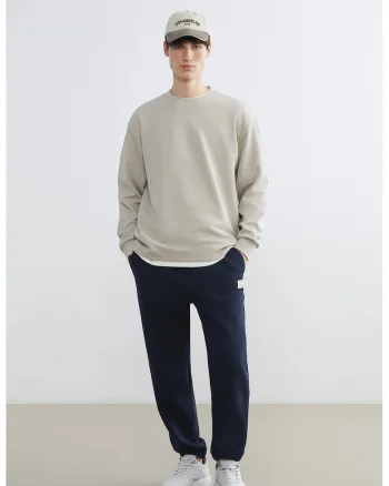 Pantaloni relaxed fit de trening cu snururi, Bleumarin