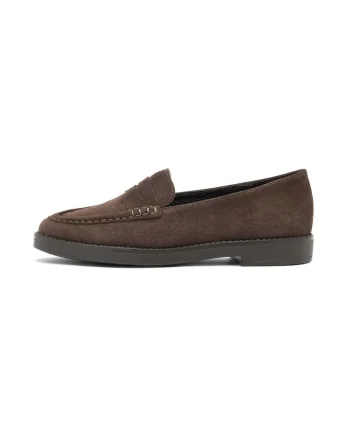 Pantofi loafer uni de piele intoarsa Kinga, Maro inchis