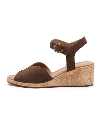 Sandale cu talpa wedge Hayley, Maro inchis