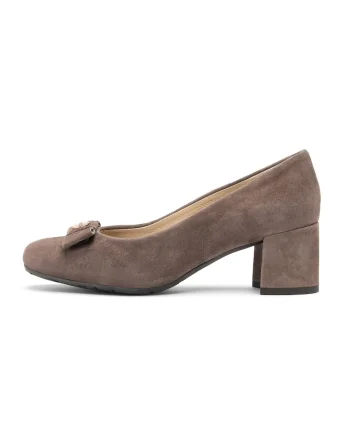 Pantofi de piele intoarsa cu varf rotund, Maro taupe
