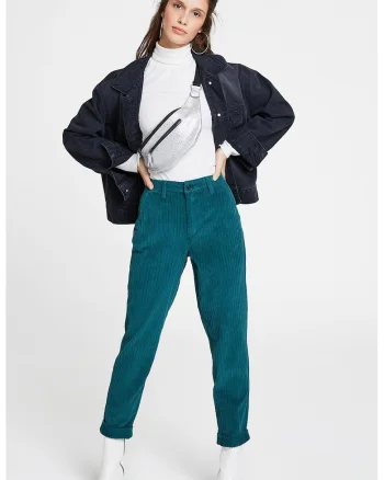 Pantaloni crop din reiat, Verde persan