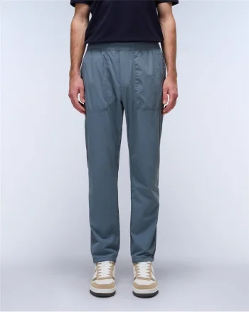 Pantaloni cu talie elastica si ajustabila cu snur Sovana, Gri albastrui