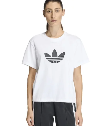 Tricou lejer de bumbac cu logo Trefoil, Alb optic