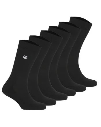 G-Star, Set de sosete lungi cu logo brodat - 6 perechi, Albastru inchis