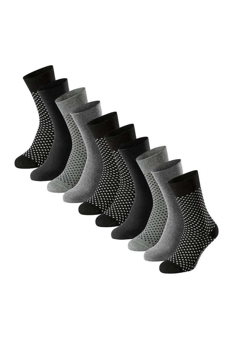 Schiesse, Set de sosete lungi cu model - 5 perechi, Alb/Negru/Gri melange